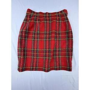 Santa Fe Skirt Womens 8 Red Plaid Tweed Lined Pencil Knee Length Work Office